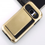 Wholesale Samsung Galaxy S7 Card Slots Hybrid Case (Champagne Gold)